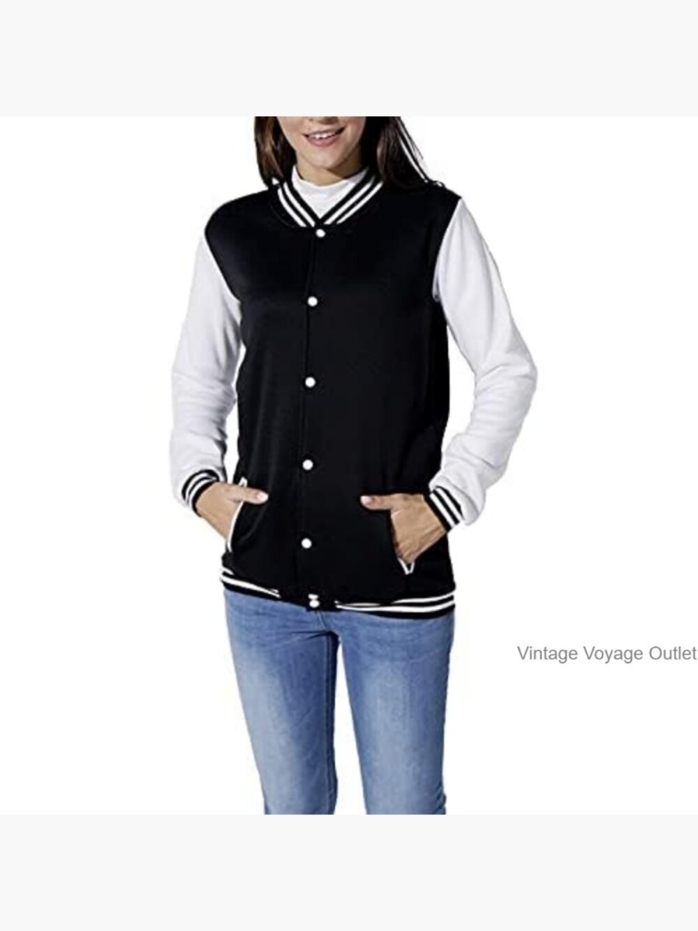 Unisex Varsity Baseball Jacket Long Sleeve Button Down Track Coat - Picture 2 of 7
